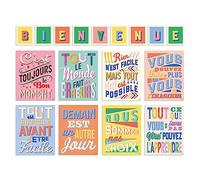 S&O 8 Classroom Posters for French Student - 9 Letters Welcome Sign for Academy- Growth Mindset Wall Art for Workshop- Cadeau Professurs en Francais - Color Prints for study area Wall Decor - 17PC