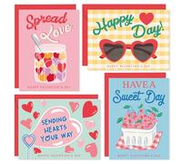 S&O Fun Happy Valentines Day Cards - Set of 24 Valentine Cards Boxed with Envelopes - Notes for Grandma, Kids, Friends & Family - Love Notes for Him & Her - Greetings with Assortment Box