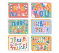 S&O Fun Thank You Cards with Envelopes - Blank decor sheets for Handwritten Messages, Appreciation Cards with Envelopes, Set of 24 Gratitude Notes for Teachers with Colorful Cover