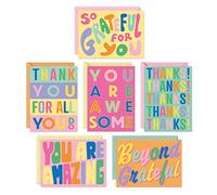 S&O Fun Thank You Cards with Envelopes, Set of 24 Assorted Gratitude Note Cards in Pop Colors, Decorative Thank You Notes to Mix & Match for Expressing Appreciation