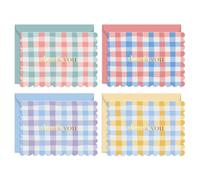 S&O Gingham Thank You Cards with Envelopes - Blank Greeting Card for Handwritten Messages - 3.5x5 Thank You Notes Set of 36 - Assorted Thank You Cards with Color Envelopes to Mix & Match