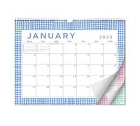 S&O Gingham Wall Calendar from January 2025-June 2026 - Tear-Off Monthly Calendar - 18 Month Academic Wall Planner - Hanging Organizer to Track Anniversaries & Appointments - 13.5"x10.5”in