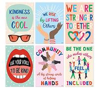 S&O Kindness Posters for Classroom Decorations 6 Pack, 15 x 22” Large Poster Bundle, Growth Mindset and Motivational Wall Art for Bulletin Board, Inspirational Quotes, Affirmation and Positive Banner