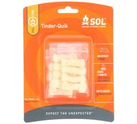 SOL Tinder Quick 12 Pack Compact Cotton Briquette Lights with Single Spark Burns up to 3 minutes Waterproof & Windproof Ultra Lightweight Tinder Emergency Mountain Sport
