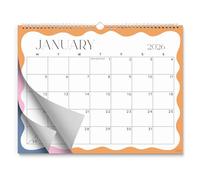 S&O Modern Wavy 2026 Wall Calendar - Tear-Off Monthly Calendar through December 2026-18 Month Academic Wall Planner - Hanging Organizer to Track Anniversaries & Appointments - 13.5"x10.5”in