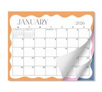 S&O Modern Wavy Magnetic Fridge Calendar from January 2026-June 2027 - Tear-Off Refrigerator Calendar to Track Events & Appointments - 18 Month Magnetic Planner for Fridge for Easy Planning-8"x10" in.