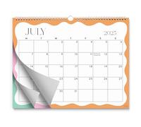 S&O Modern Wavy Wall Calendar from July 2025-Dec 2026 - Tear-Off Monthly Calendar - 18 Month Academic Wall Planner - Hanging Organizer to Track Anniversaries & Appointments - 13.5"x10.5”in