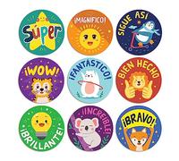 S&O Spanish Stickers for Encouragement - Motivational Stickers for Kids - Spanish Classroom Decorations - Affirmation Stickers En Espanol - 1008 Spanish Classroom Stickers for Students Elementary