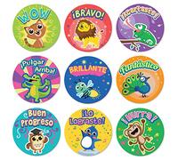 S&O Spanish Stickers for School Teachers and Parents! 1008 Pegatinas de Recompensa para Ninos. 9 Assorted Designs, 1 Inch Inspirational Uplifting Labels, Reward Sticker and Spanish Classroom Supplies