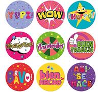 S&O Spanish Stickers for Teachers and Parents! 1008 Pegatinas de Recompensa para Ninos. 9 Assorted Designs, 1 Inch School Stickers, Reward Labels and Spanish Classroom Supplies