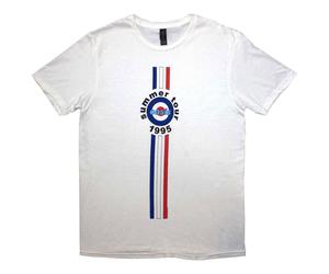 (S) Oasis T Shirt Stripes 95 Band Logo new Official Mens White