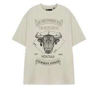 (S, Oatmeal) Yellowstone Mens Cowboy Poker Short-Sleeved T-Shirt