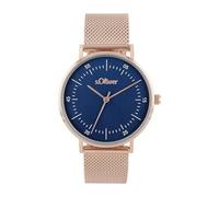 s.Oliver 2036553 Women's Analogue Quartz Watch with Stainless Steel Strap, Rose Colour, 3 Bar Waterproof, Comes in Watch Gift Box, blue, 12-18 cm, Without motif