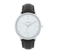 s.Oliver 2038386 Men's Quartz Watch Analogue with Faux Leather Strap, Silver, 3 Bar Waterproof, Comes in Watch Gift Box