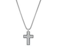 s.Oliver 2040626 Men's Stainless Steel Chain Pendant Necklace 55 + 5 cm Silver Cross Pendant Gift Idea Comes in Jewellery Gift Box