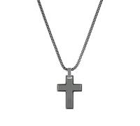 s.Oliver 2040627 Men's Stainless Steel Pendant Necklace 55+5 cm Grey Cross Pendant Gift Boxed