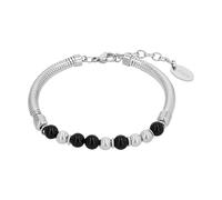 s.Oliver Bead 2040606 Women's Bracelet Stainless Steel with Agate Silver 17 cm + 3 cm Gift Idea