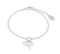s.Oliver bracelet 925 Sterling silver girls' children's bracelet, with zirconia synth., 14+2 cm, white, cross, comes in jewelry gift box
