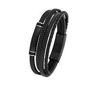 s.Oliver bracelet stainless steel leather men's bracelet, 20+1,5 cm, Bicolor, comes in jewelry gift box