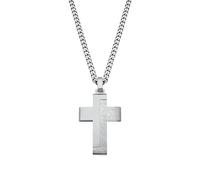 s.Oliver necklace with pendant stainless steel men's necklace, 50 cm, silver, cross, comes in jewelry gift box
