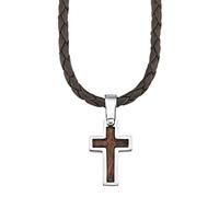 s.Oliver Chain with pendant Sets, 40+3 cm, Brown, Cross, Comes in jewelry gift box, 2018841