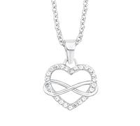 s.Oliver necklace with pendant 925 Sterling silver woman necklace, with zirconia synth., 42+3 cm, silver, heart, comes in jewelry gift box
