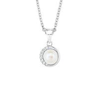s.Oliver Chain with pendant Women Sets, with Zirconia synth., with Freshwater cultured pearl, 42+3 cm, Silver, Comes in jewelry gift box, 2022755