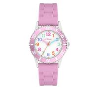 s.Oliver Children's Watch - Round - Silver - 28 mm - Metal Watch with Quartz Movement on Silicone Strap with Pin Buckle - Analogue Watch - 3 ATM Waterproof - Scratch-Resistant