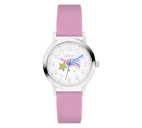 s.Oliver Children's Watch - Round - Silver - 28 mm - Metal Watch with Quartz Movement on Silicone Strap with Pin Buckle - Analogue Watch - 3 ATM Waterproof - Scratch-Resistant