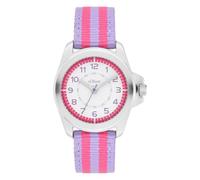 s.Oliver Children's Watch - Round - Silver - 32 mm - Metal Watch with Quartz Movement on Textile Strap with Pin Buckle - Analogue Watch - 3 ATM Waterproof - Scratch-Resistant