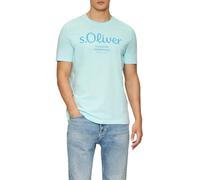s.Oliver Cotton T-Shirt with Logo Print, Ocean Green, M