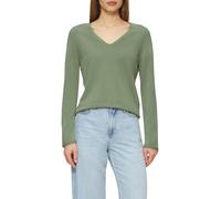 s.Oliver Fine Knit Pullover with V-Neck and Rolled Edge Hem, Dark sage Green, 16