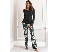 s.Oliver Floral Print Long Pyjamas Dark Green