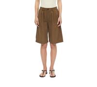 Women’s High-Waisted Pleated Relaxed Fit Linen Blend Bermuda Shorts s.Oliver Marron 34