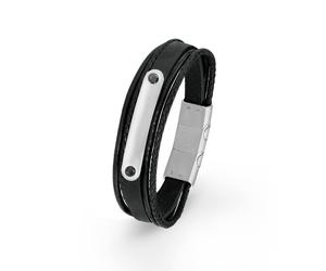 S.oliver Jewel Men's Bracelet Ident-Armband Stainless Leather Black 2015063
