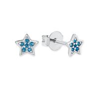s.Oliver stud earrings 925 sterling silver girls' children's earrings, with glass, 0.5 cm, silver, star, comes in jewelry gift box