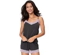 s.Oliver Lace Trim Pyjama Top & Shorts Set Black
