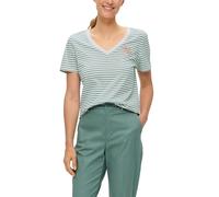 s.Oliver Ladies 2145283 Striped T-Shirt, Turquoise|White 65g0, 8