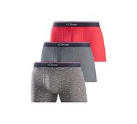 s.Oliver Men's boxer shorts (pack of 3), Grey patterned + dark blue striped + red, S