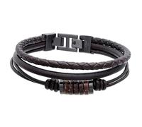 s.Oliver Men's Bracelet - Bracelet Made of Real Leather - IP Brown - Leather Strap Adjustable up to 22 cm - Waterproof and Skin-Friend
