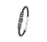 S.Oliver Men's Bracelet Stainless Steel Leather Carbonbeads 2026108