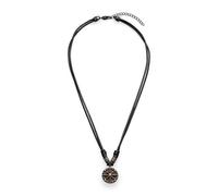 s.Oliver Men's Necklace - Leather & Stainless Steel - IP Gun - Leather Strap Adjustable 55 cm - Skin-friendly