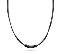 s.Oliver Men's Necklace - Real Leather Necklace - IP Black - Anchor Chain Adjustable up to 50 cm - Waterproof and Skin-Friendly