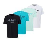 S.Oliver Men's T-Shirt, 4-Pack - Basic, Logo Print, Round Neck, Cotton