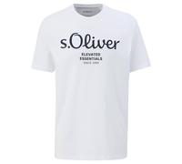 S.Oliver Men's T-Shirt - Basic, Logo Print, Round Neck, Cotton