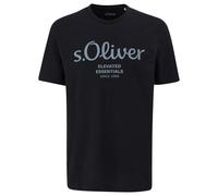 S.Oliver Men's T-Shirt - Basic, Logo Print, Round Neck, Cotton