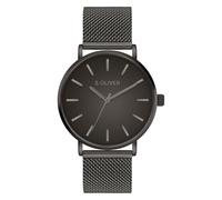 s.Oliver Men's Watch, Round, IP Gun, 40 mm, Metal Watch with Quartz Movement on Stainless Steel Strap with Folding Clasp, Analogue Watch, 3 ATM Waterproof, Scratch-Resistant