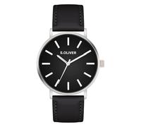 s.Oliver Men's Watch - Round - IP Olive - 40 mm - Metal Watch with Quartz Movement on Faux Leather Strap with Pin Buckle - Analogue Watch - 3 ATM Waterproof - Scratch-Resistant