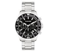 s.Oliver Men's Watch - Round - Silver - 41 mm - Metal Watch with Quartz Movement on Stainless Steel Strap with Folding Clasp - Analogue Watch - 10 ATM Waterproof - Scratch-Resistant