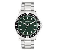s.Oliver Men's Watch - Round - Silver - 41 mm - Metal Watch with Quartz Movement on Stainless Steel Strap with Folding Clasp - Analogue Watch - 10 ATM Waterproof - Scratch-Resistant